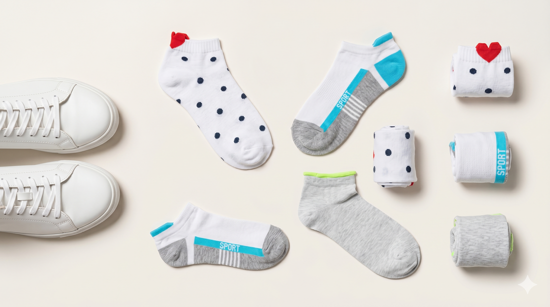 Damen Sneakersocken und Füßlinge mit weißen Sneakern