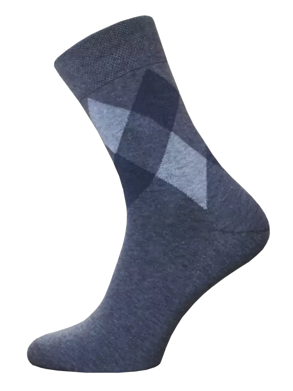 Klassische Herren Socken Argyle Karo grau melange