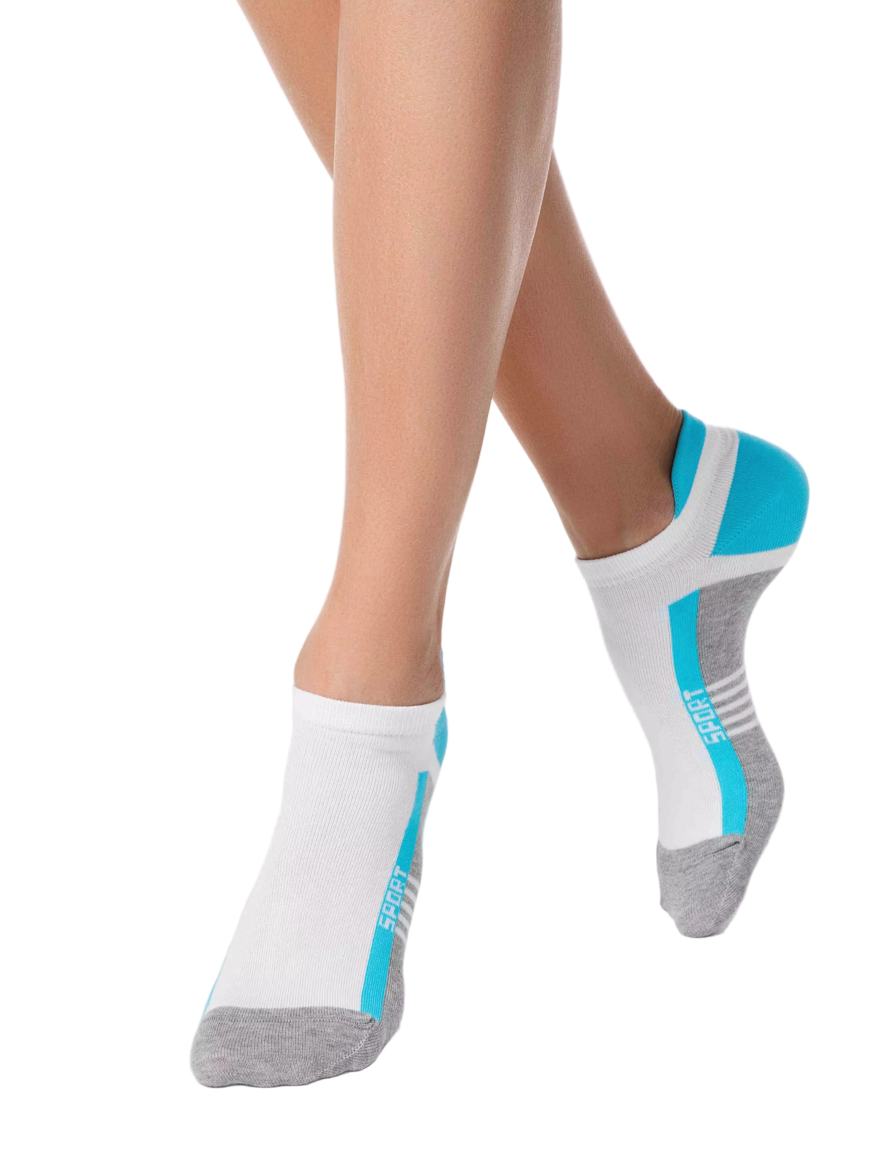 Damen Kurzschaft Sport Socken Conte Active Grau Turchese