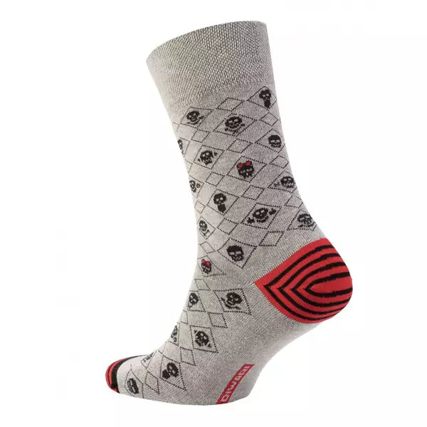 Lustige Herren Socken Grau mit Totenkopf Motiv, Diwari Happy