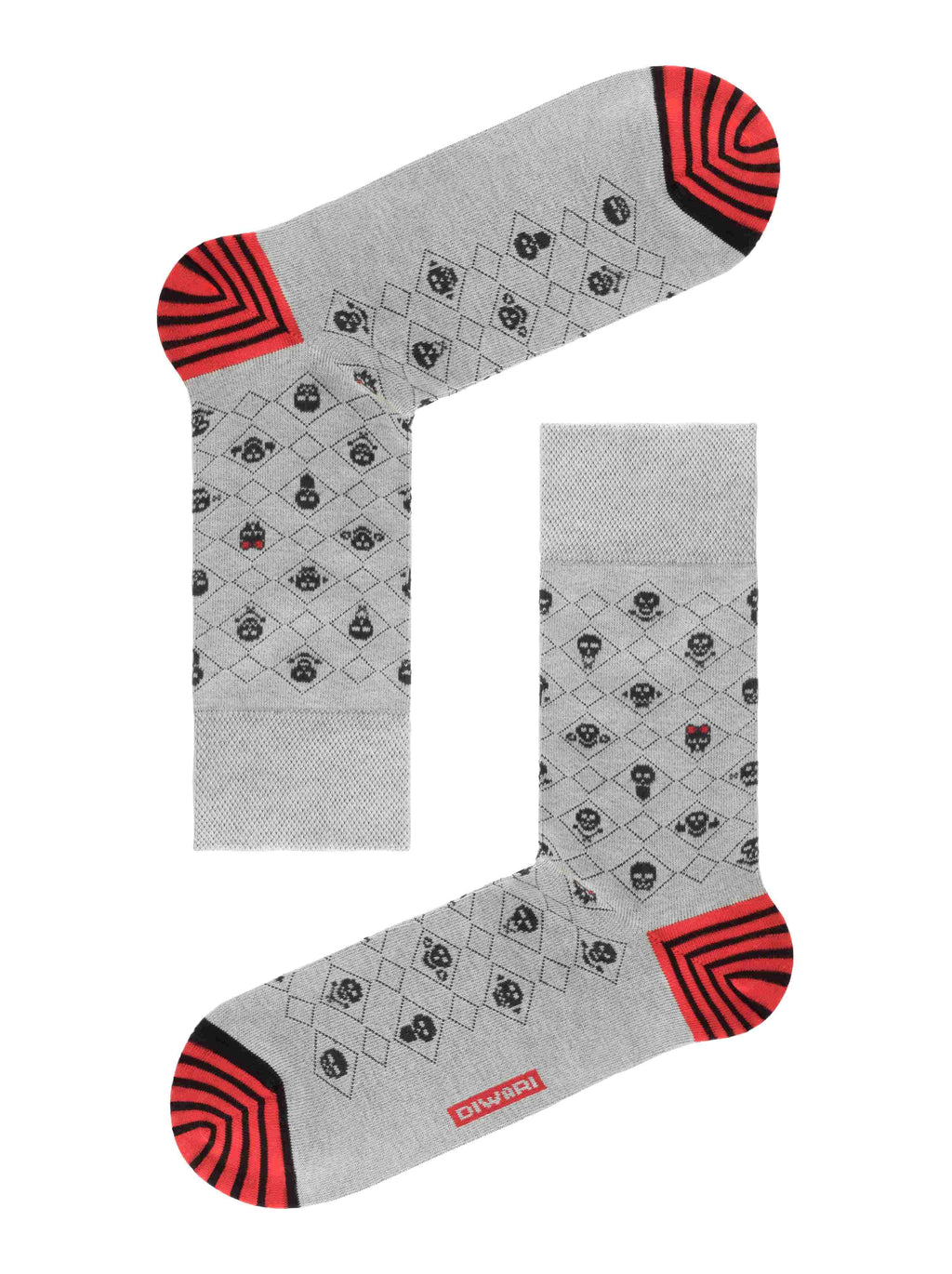 Herren Socken Diwari Happy  grau mit Totenkopf Motiv 1