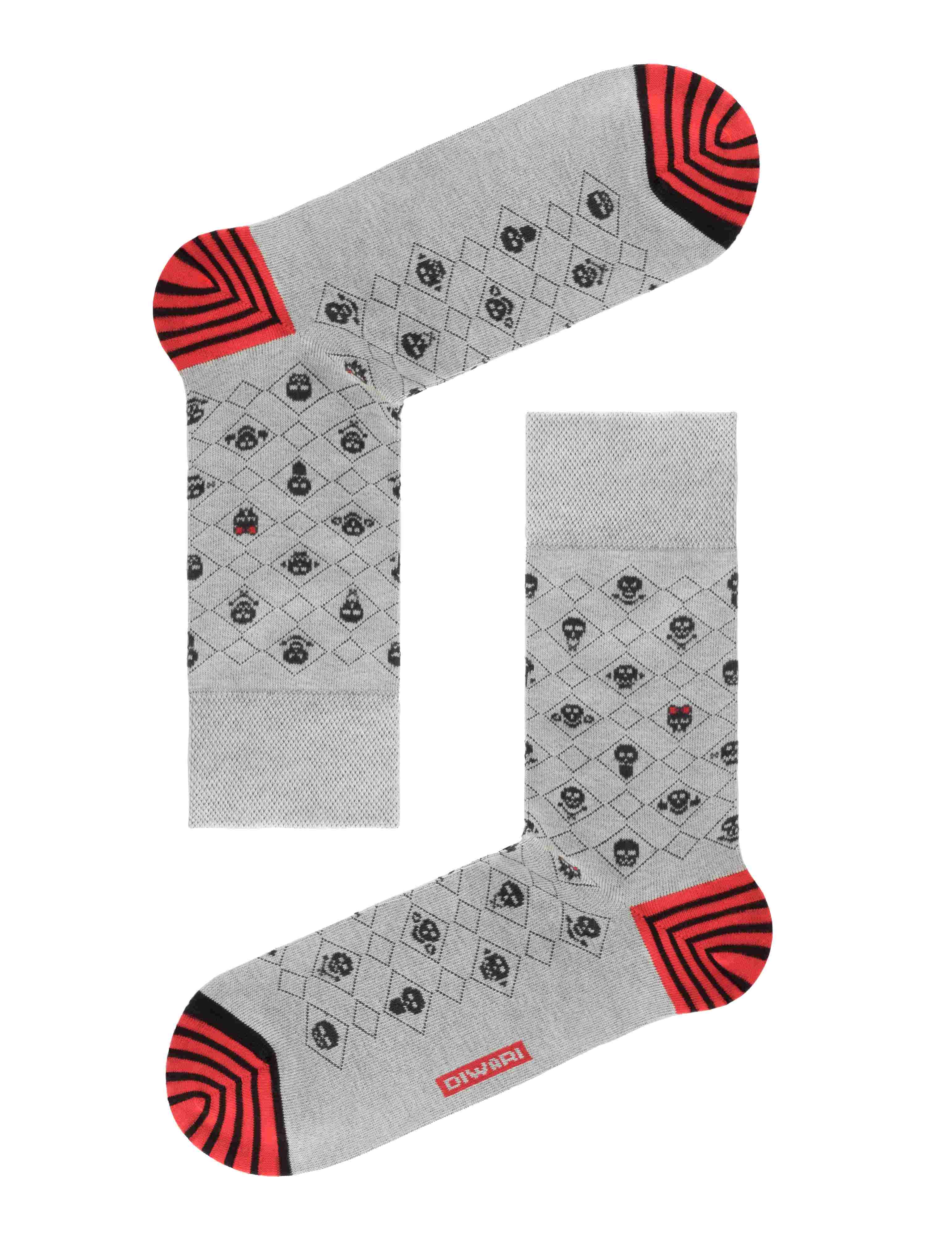 Herren Socken Diwari Happy  grau mit Totenkopf Motiv 1