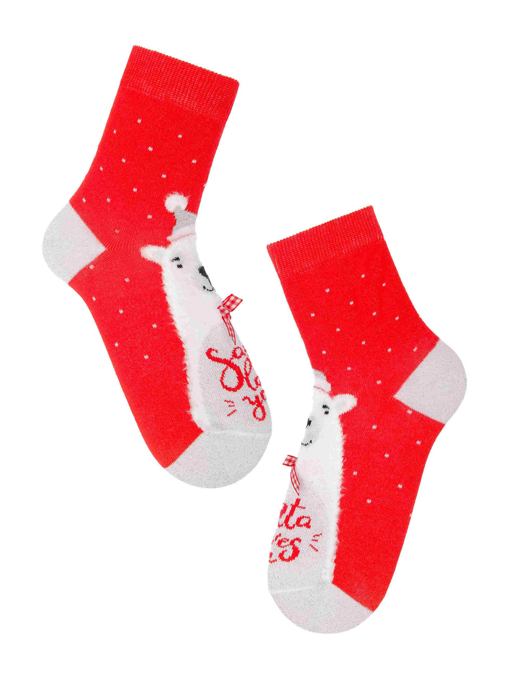 Conte Elegant Happy New Year Kollektion rote Damen Socken mit kuscheligem Eisbär