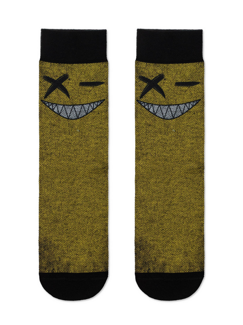 Ausgefallene Socken für Herren mit Smiley Diwari Happy Schwarz- Gelb