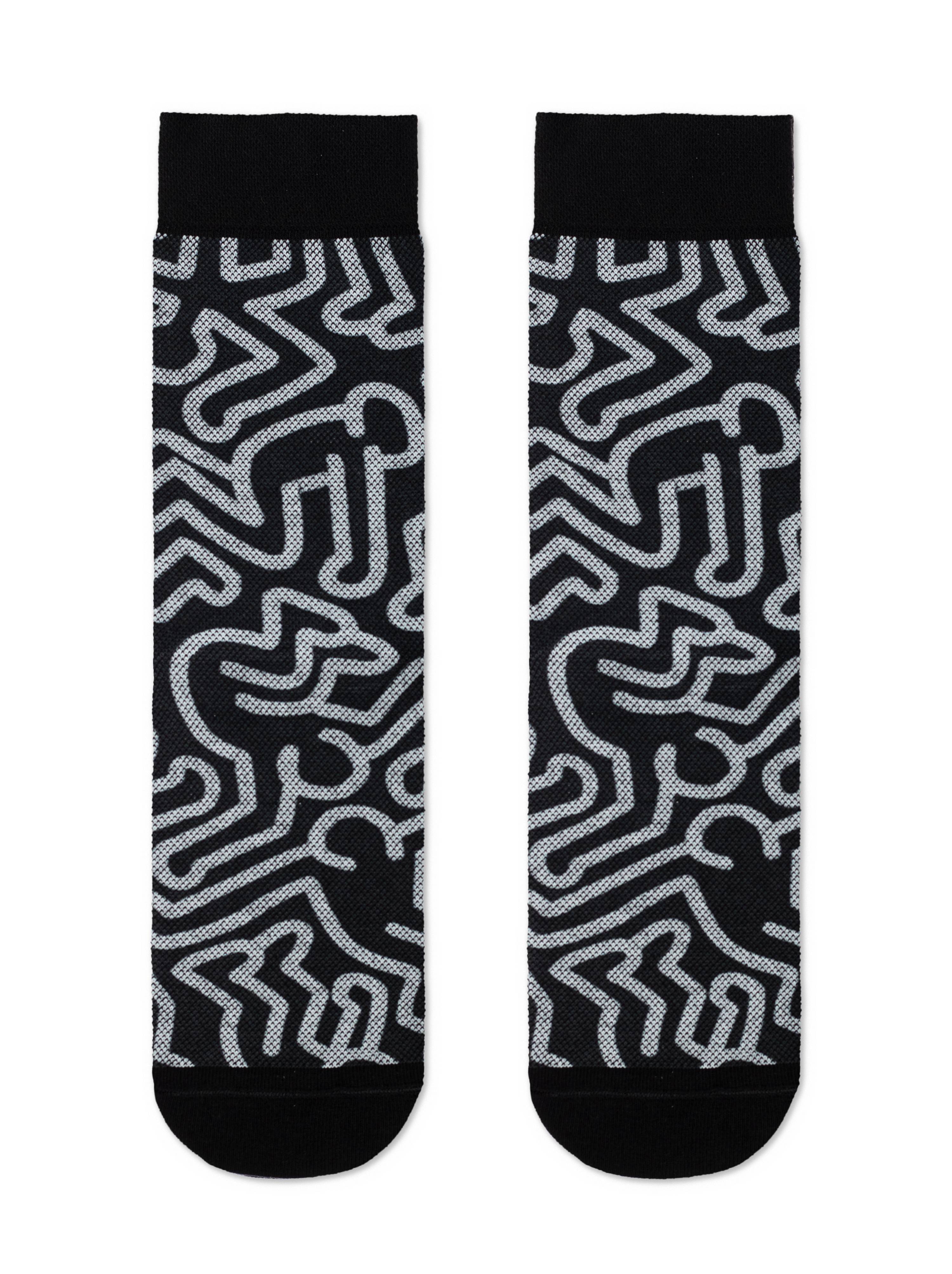 Ausgefallene Socken für Herren Diwari Happy mit Print Schwarz- Weiß