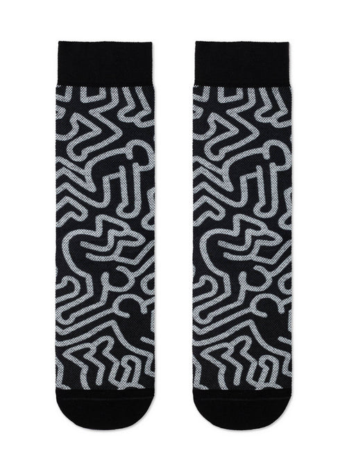Ausgefallene Socken für Herren Diwari Happy mit Print Schwarz- Weiß