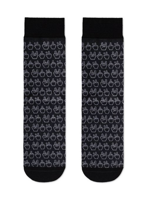 Ausgefallene Socken Diwari Happy mit Handgesten Motiv