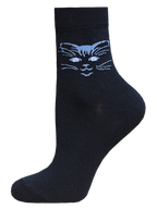 Kindersocken 2-6 Jahre BCHK Kids 3081-047 mit Katze Muster schwarz