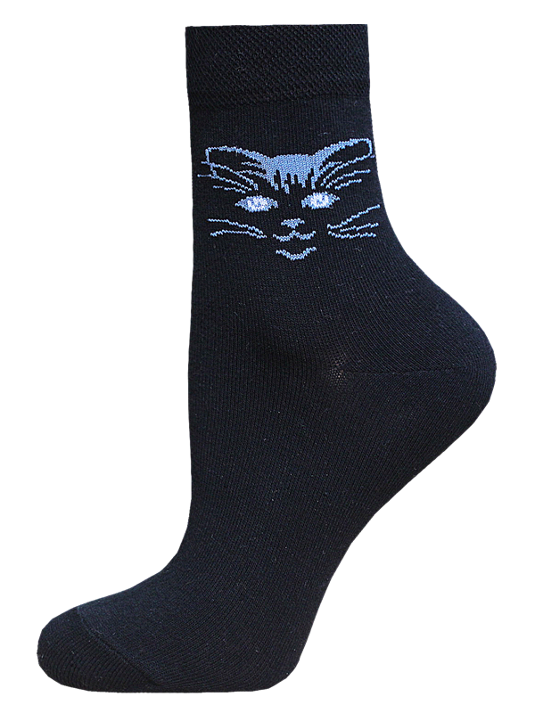 Kindersocken 2-6 Jahre BCHK Kids 3081-047 mit Katze Muster schwarz