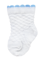 Kindersocken 0-2 Jahre BCHK Baby 3082-040 mit farbigem Bund weiß-blau