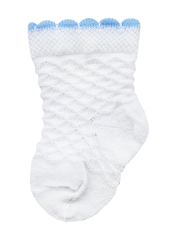 Kindersocken 0-2 Jahre BCHK Baby 3082-040 mit farbigem Bund weiß-blau