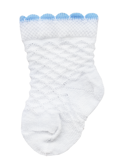 Kindersocken 0-2 Jahre BCHK Baby 3082-040 mit farbigem Bund weiß-blau