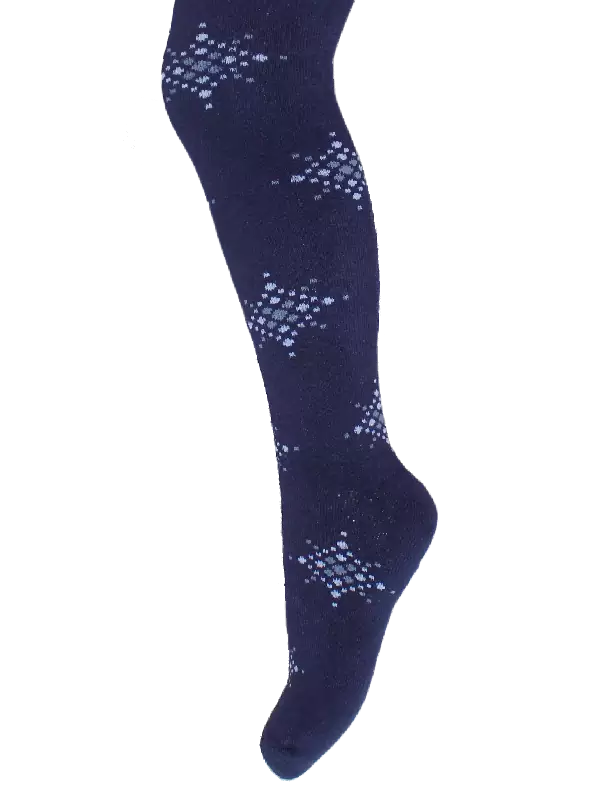 Kinderstrumpfhose 6-12 Jahre BCHK School 3265-817 mit Schneeflocke Motiv dunkelblau