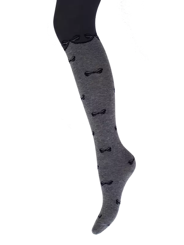 Kinderstrumpfhose 6-12 Jahre BCHK School 3285-109 mit Schleife Motiv grau