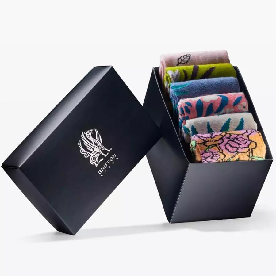 Bunte Socken Griffon Flowers Box 6 Paar