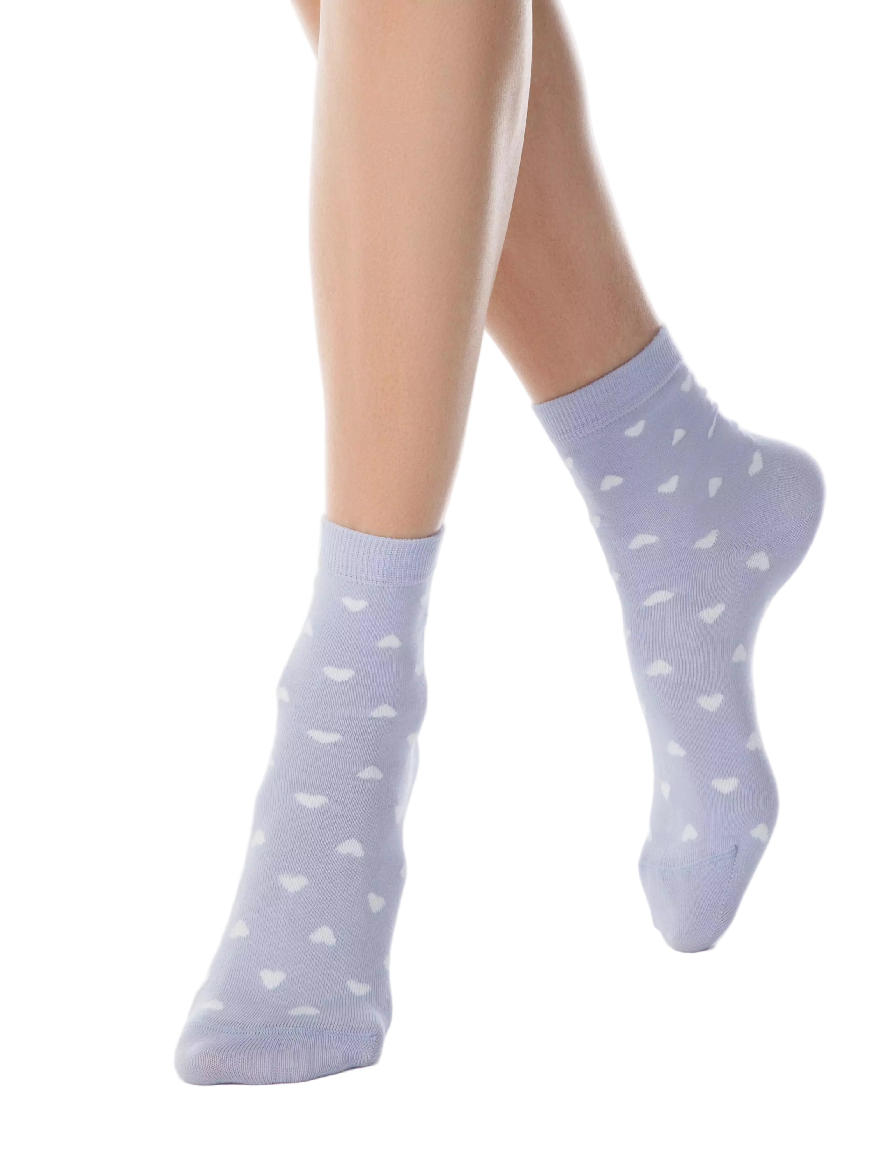 Damen Socken Conte mit Herz-Motiv in Pastell Lila Farbe