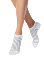 Sneaker Socken CONTE für Damen - Kurze Socken gestreift mit Lurex, Weiß
