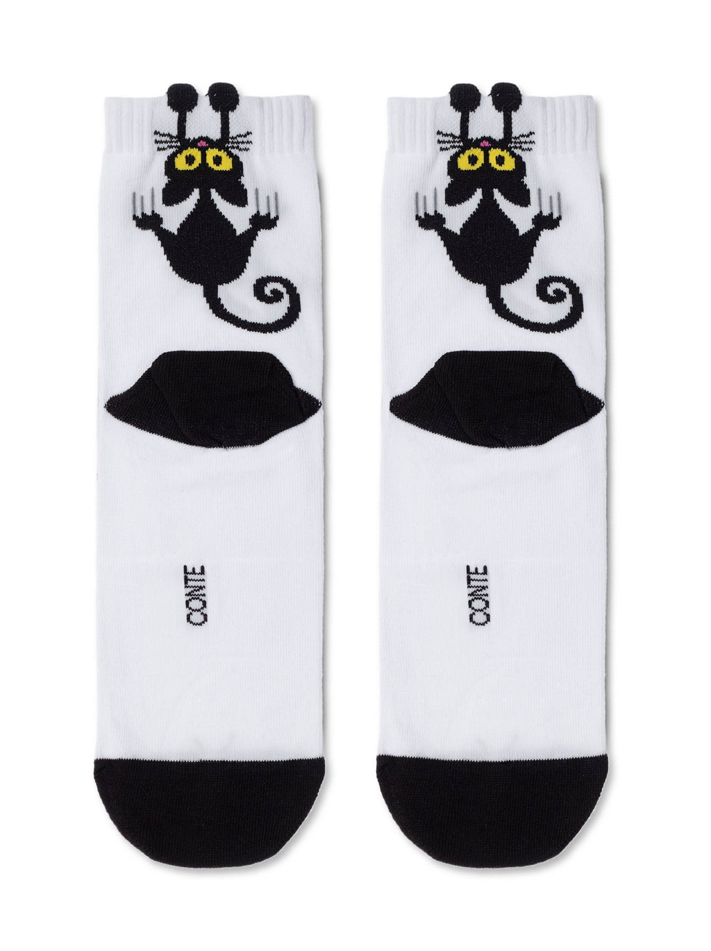 Damen Socken mit 3D Katze weiß Conte Paar