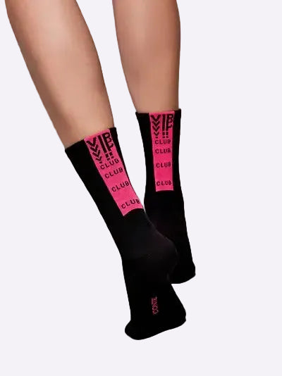 Lange Socken von Conte "VIP Club", Schwarz mit Pink