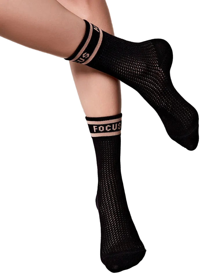 Lange Socken mit Ajourmuster Schwarz