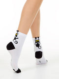 Damen Socken mit 3D Katze weiß Conte