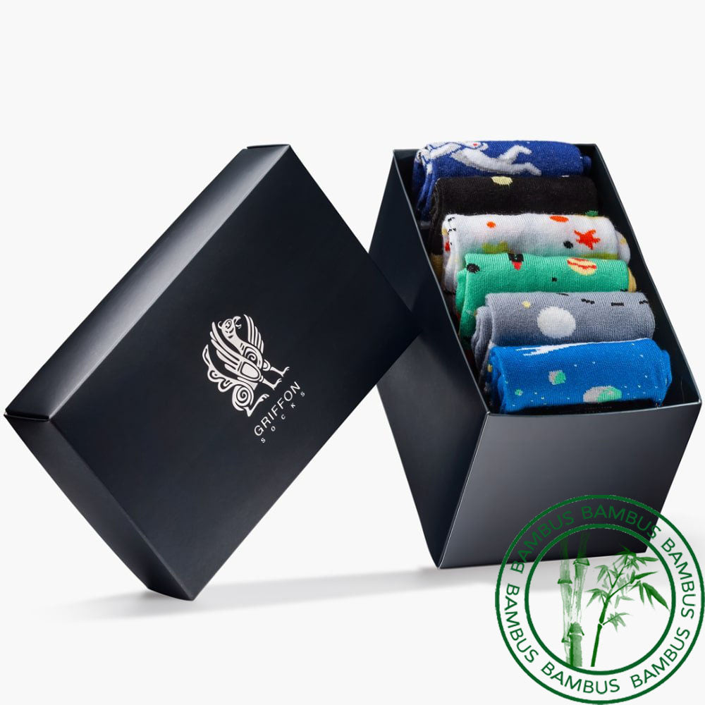 Bunte Socken Griffon Space Bamboo Box 6 Paar