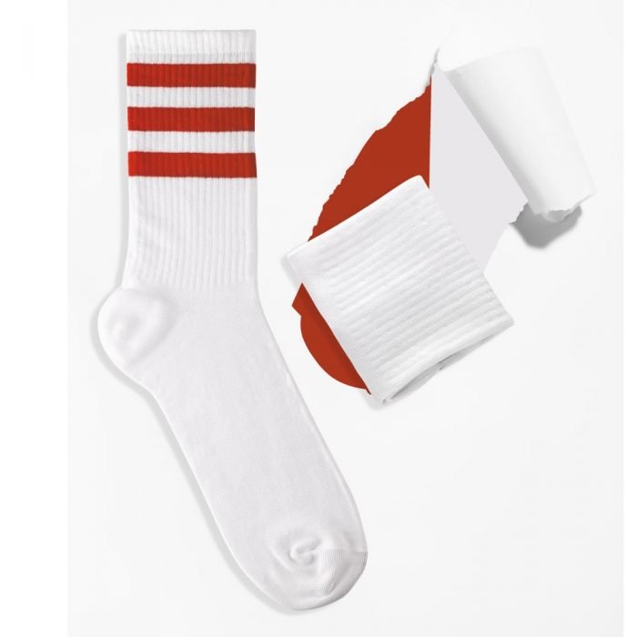 Tennissocken Griffon Stripes farbe weiss/rot