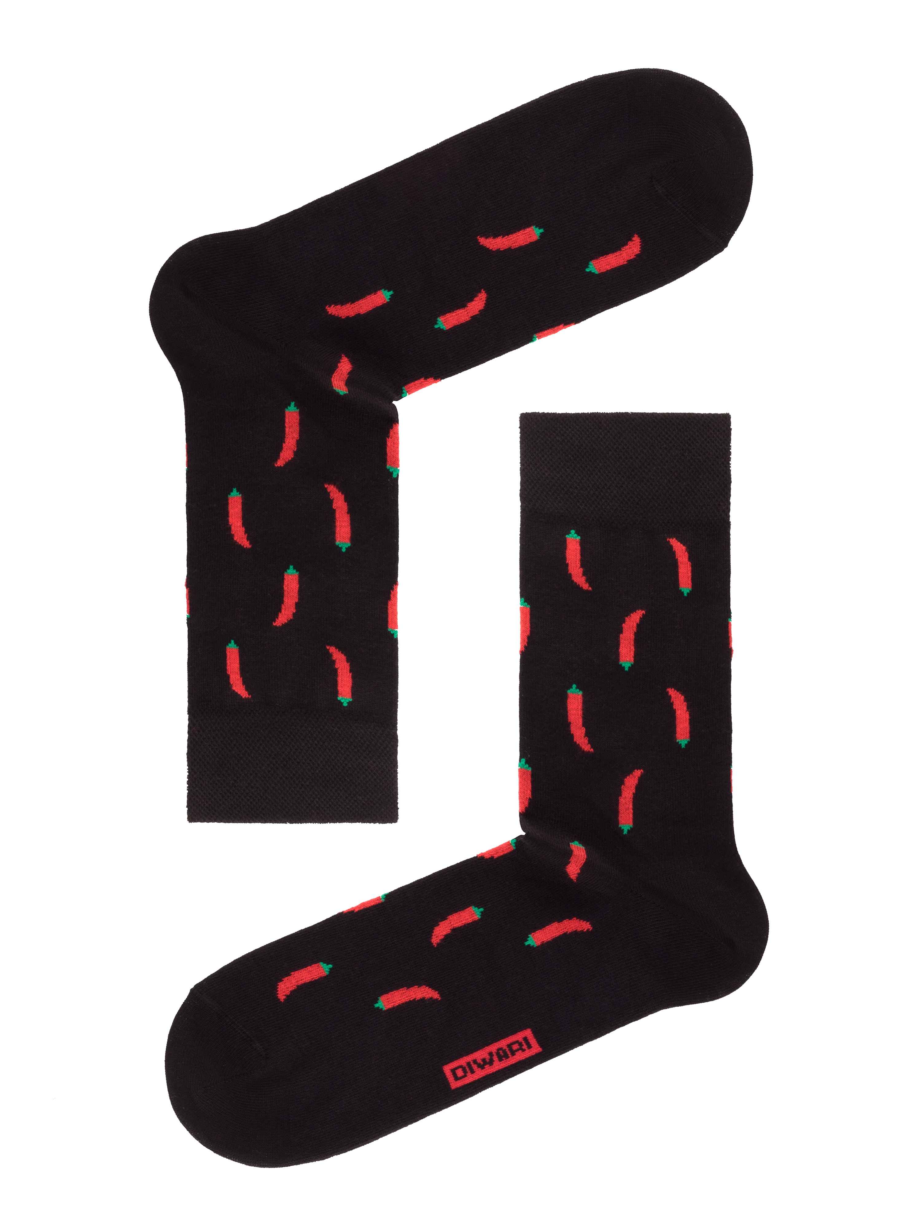 Diwari Happy Herrensocken Schwarz mit Red1