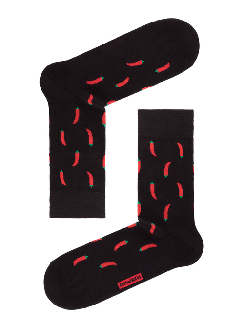 Diwari Happy Herrensocken Schwarz mit Red1