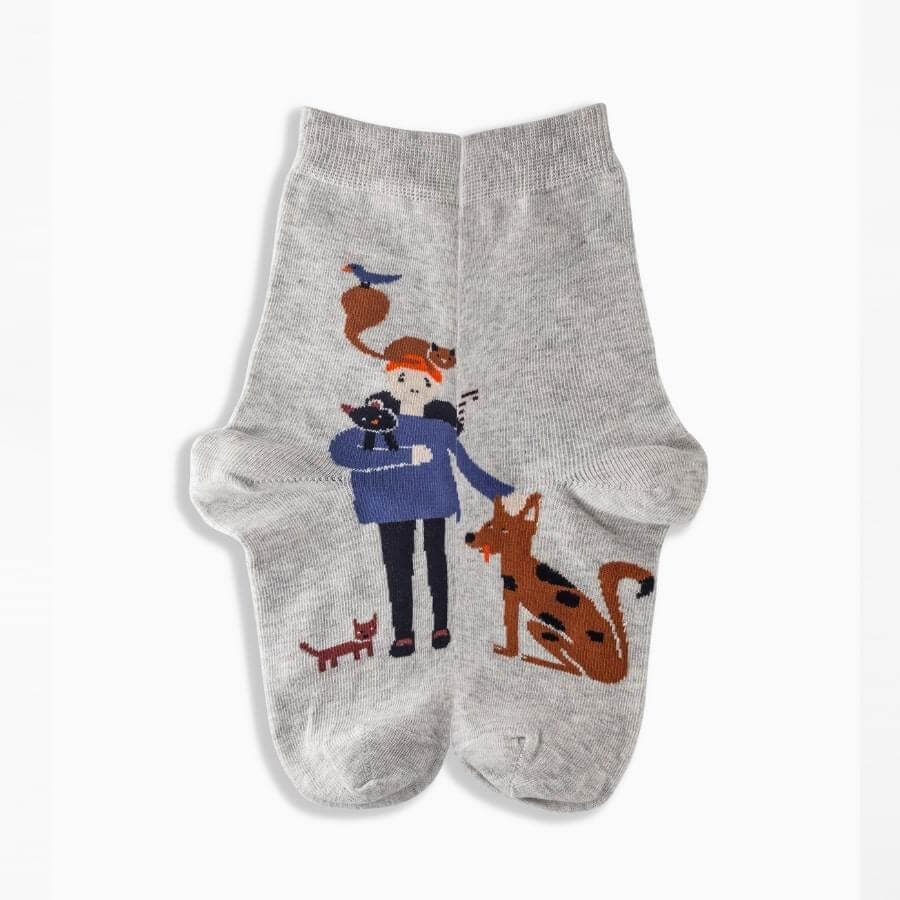 Griffon Bunte Socken Dog Cats farbe grau