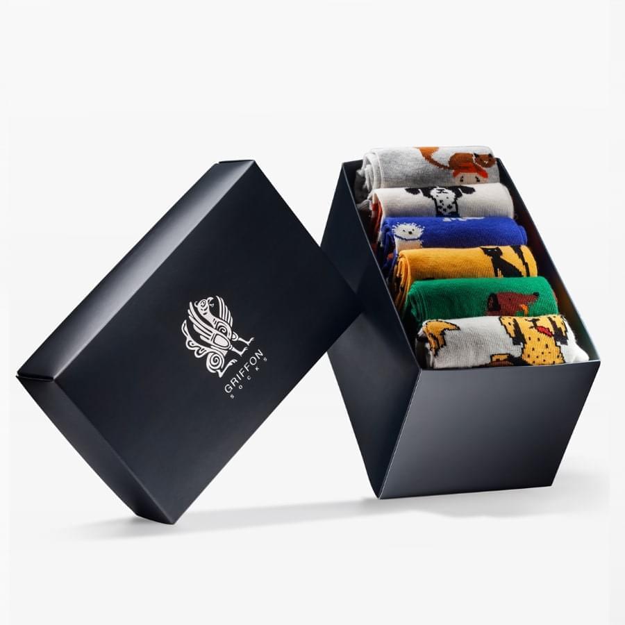 Bunte Socken Griffon Dog Cats Box 6 Paar