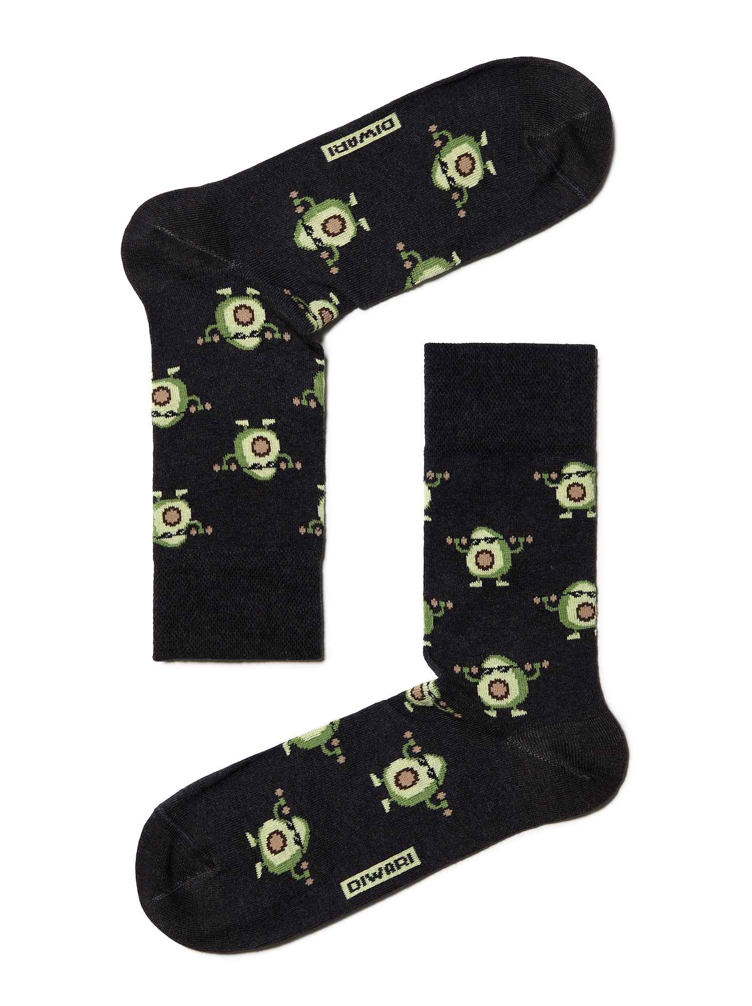 Avocado Socken - Herren Socken mit Avocado Motiv Schwarz, Diwari Happy