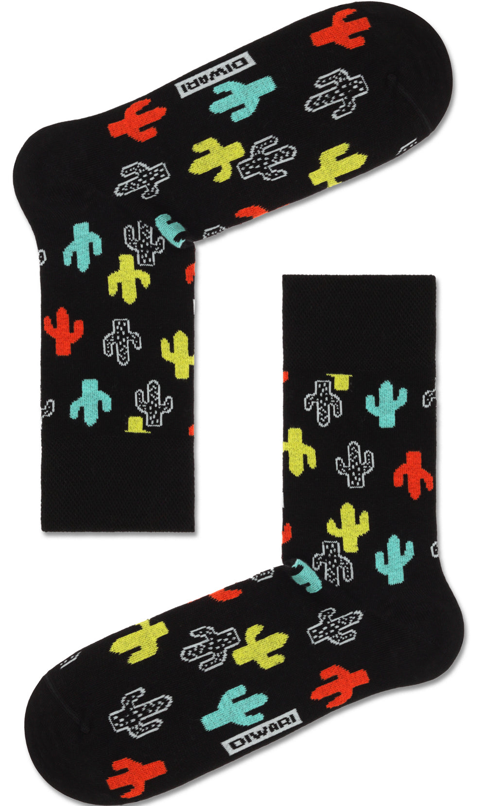 Lustige Kaktus Socken - Herren Socken mit Kaktusmotiv, Schwarz-Multicolor, Diwari Happy