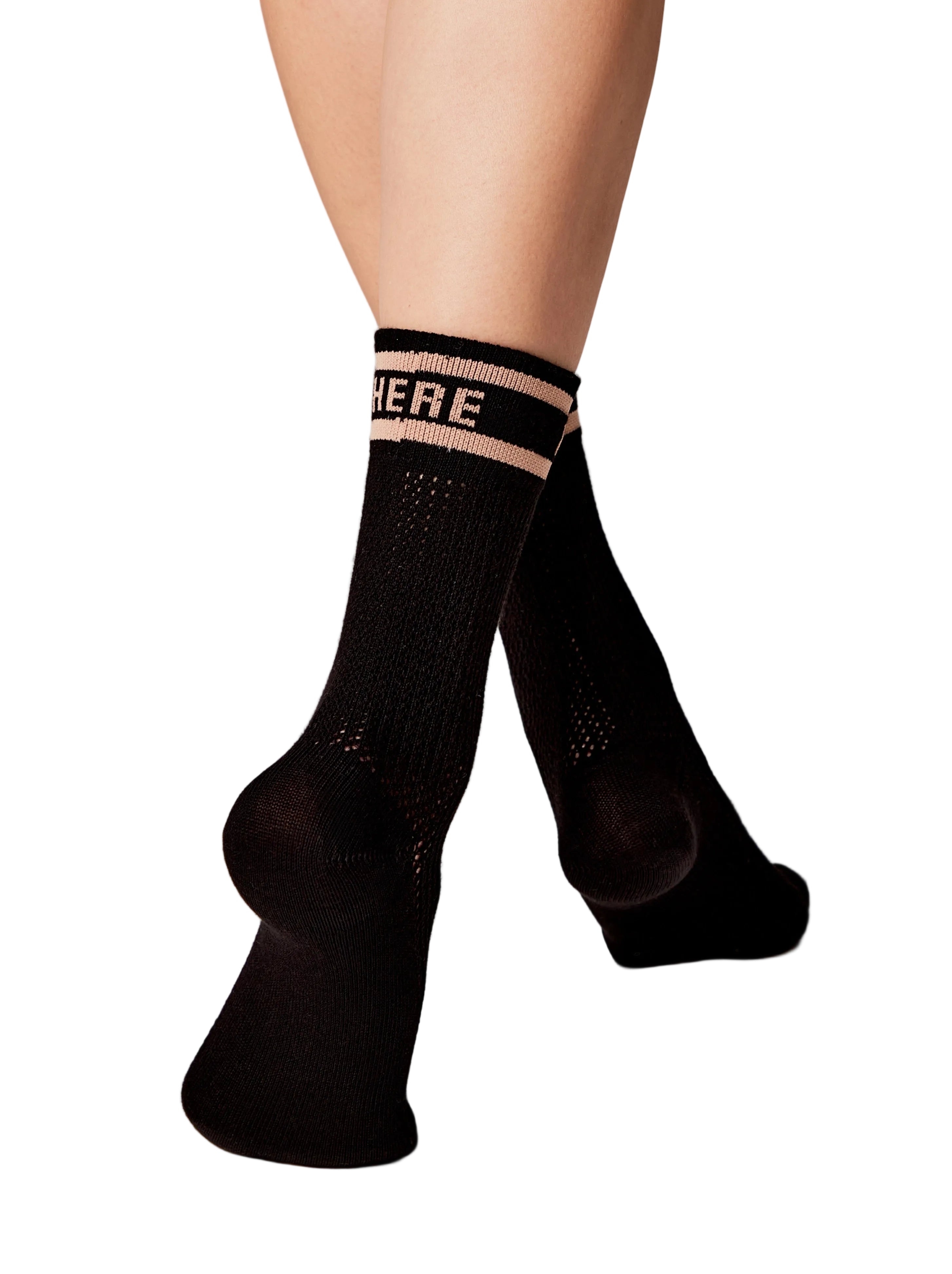 Lange Socken mit Ajourmuster Schwarz