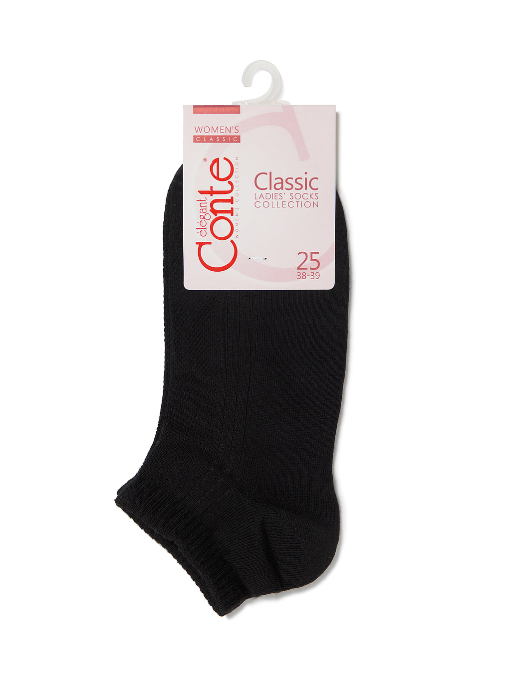 Sneakersocken für Damen schwarz,  Conte Elegant