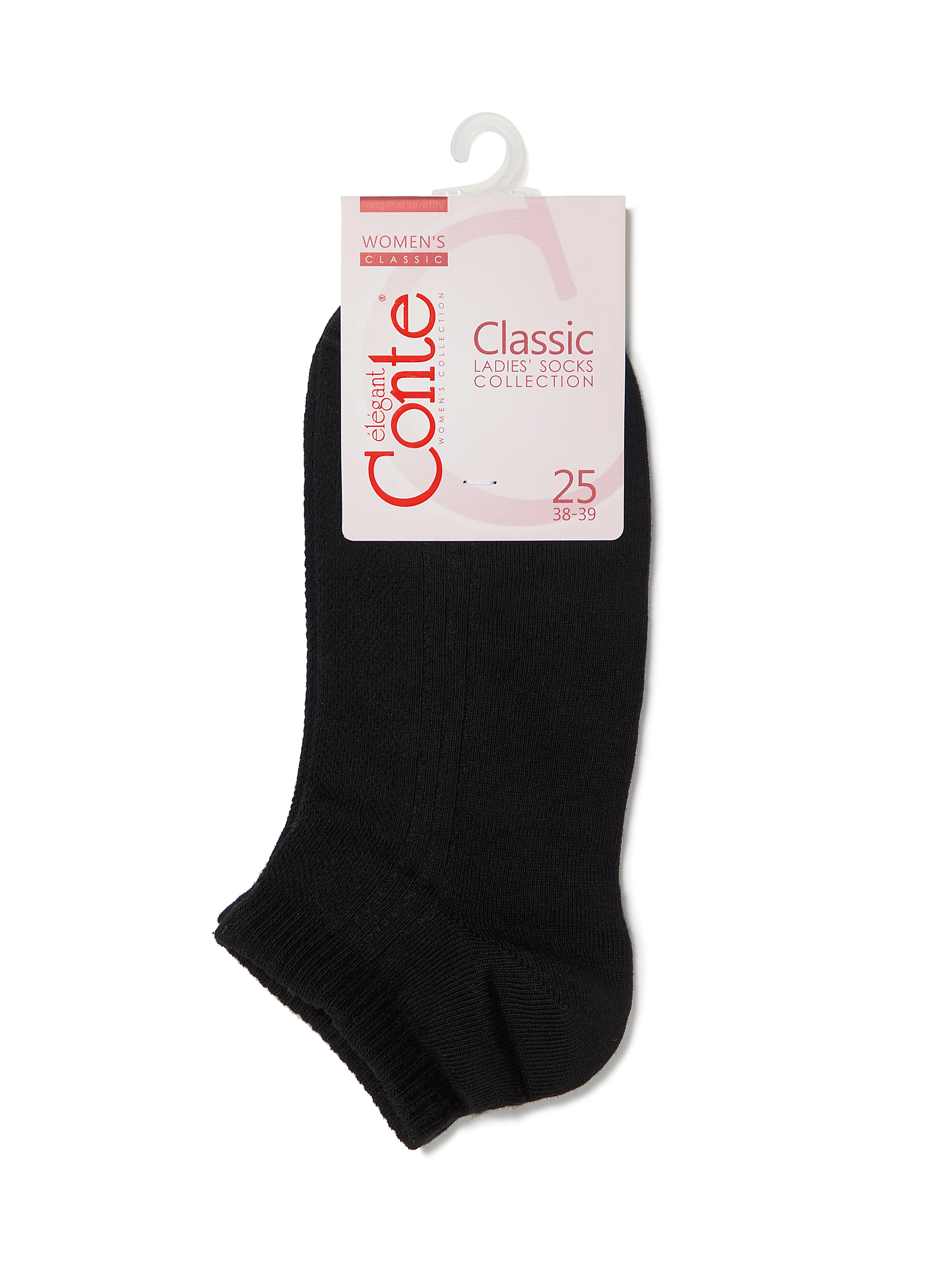 Sneakersocken für Damen schwarz,  Conte Elegant