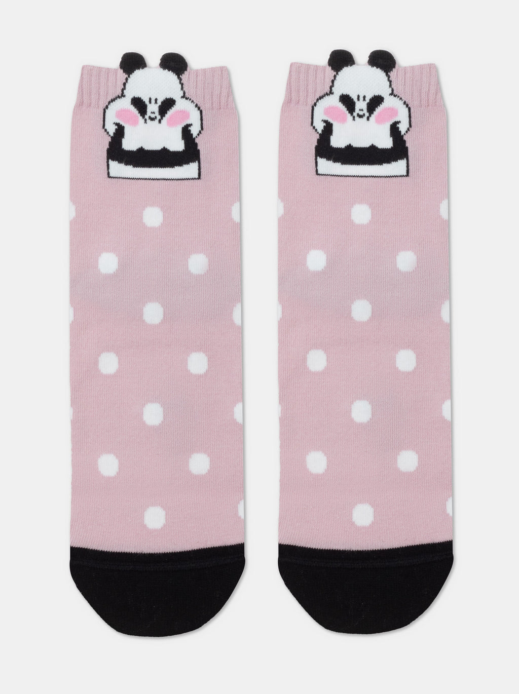 Bunte Damen Socken mit süßem Panda-Motiv, Puderrosa