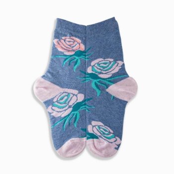 Griffon Bunte Damen Socken Flowers farbe jeans/rosa