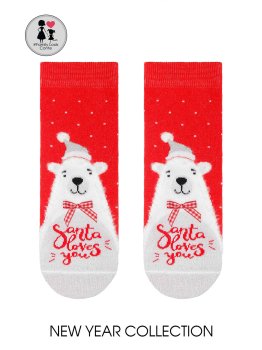 Conte Elegant Happy New Year Kollektion rote Damen Socken mit kuscheligem Eisbär